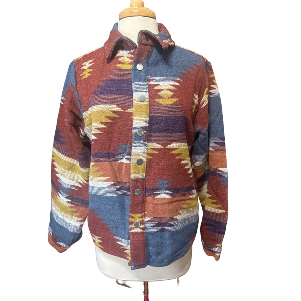 Aztec Pattern Lightweight Button Shirt Jacket Xl - image 1